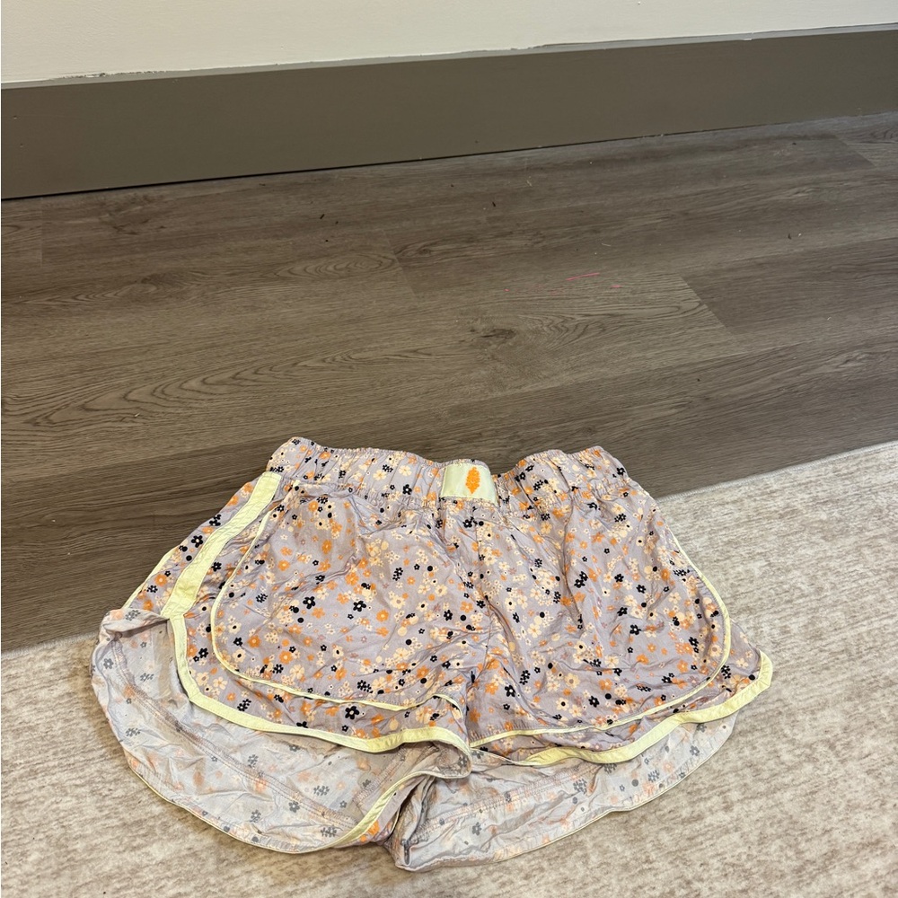 FP Movement by Free People Floral Athletic Shorts - Gray and Yellow